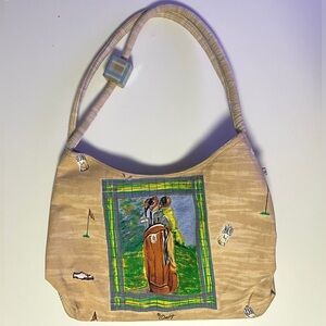 Quasby Golf Tote Canvas Bag Large Carry-on Hand Painted